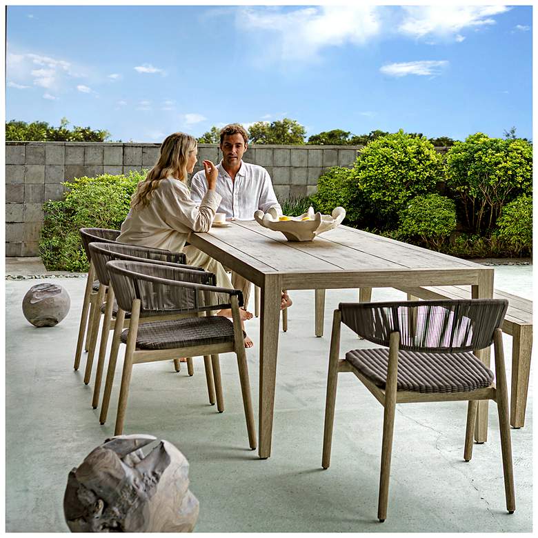 Image 2 Uttermost Kirkham 92" Wide Mahogany Outdoor Dining Table more views