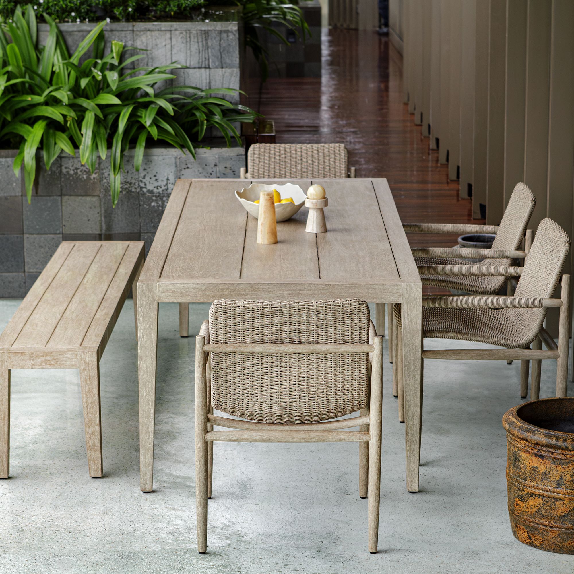 Uttermost Kirkham 92" Wide Mahogany Outdoor Dining Table