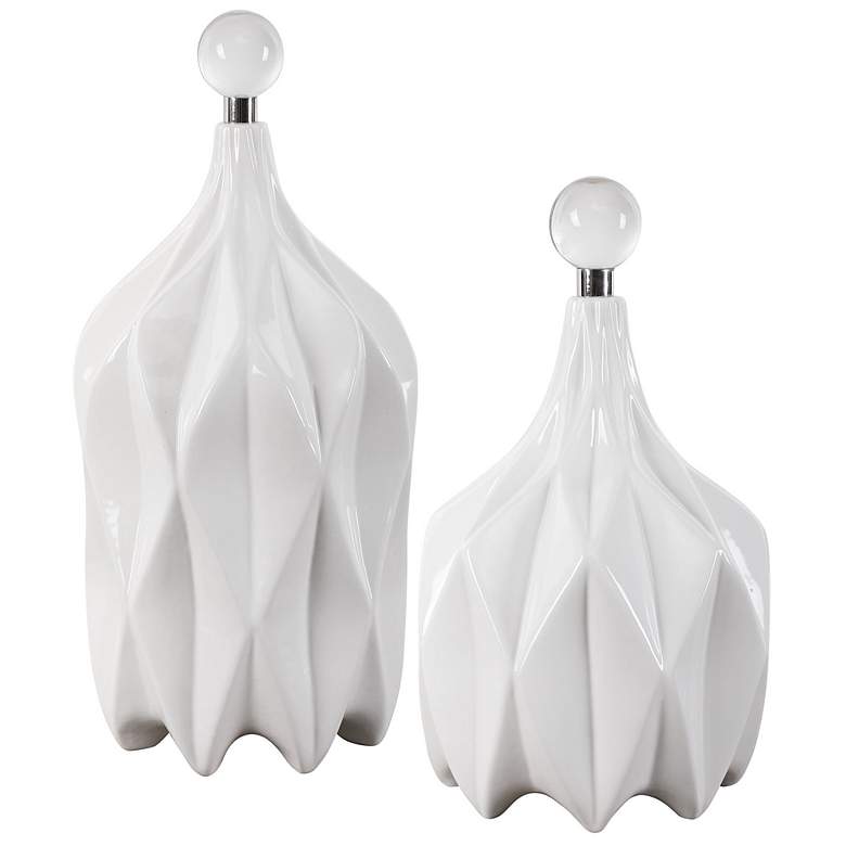 Image 2 Uttermost Klara Glossy White Ceramic Bottles Set of 2