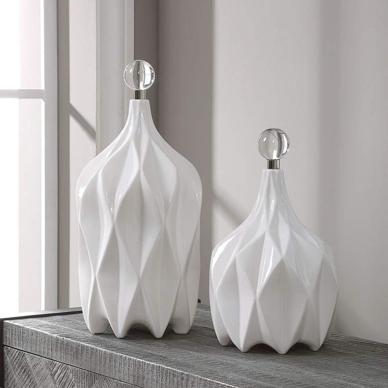 Image 1 Uttermost Klara Glossy White Ceramic Bottles Set of 2