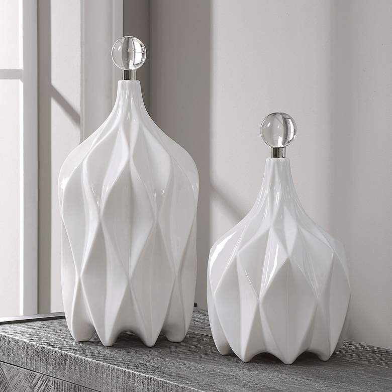 Image 1 Uttermost Klara Glossy White Ceramic Bottles Set of 2