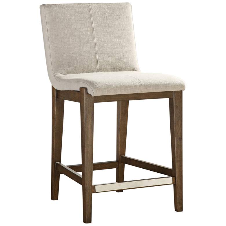 Image 2 Uttermost Klemens 26" Neutral Linen Fabric Counter Stool