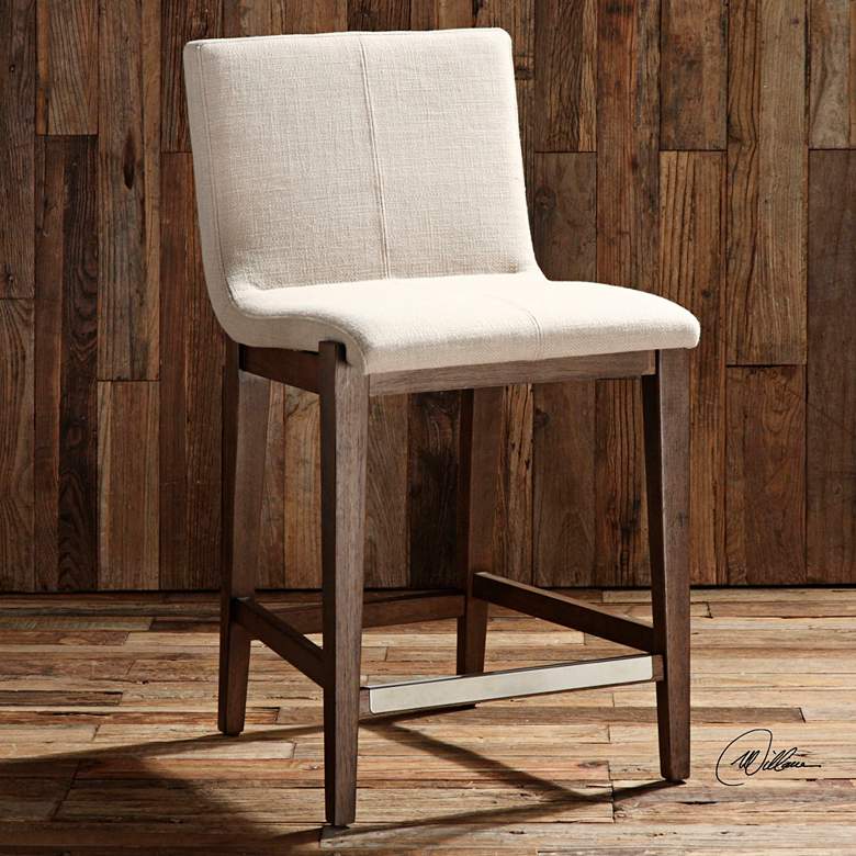 Image 1 Uttermost Klemens 26 inch Neutral Linen Fabric Counter Stool