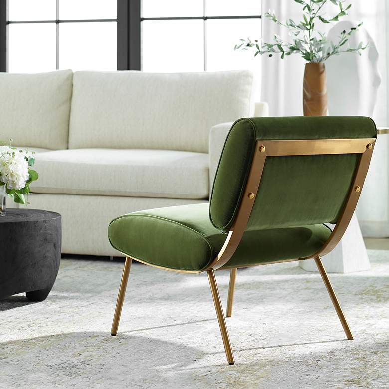 Image 3 Uttermost Knoll 18" Olive Green Accent Chair more views