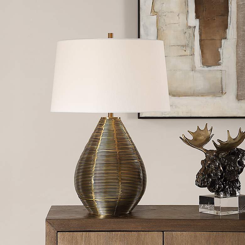 Image 1 Uttermost Knowles 25" High Plated Brushed Brass Table Lamp