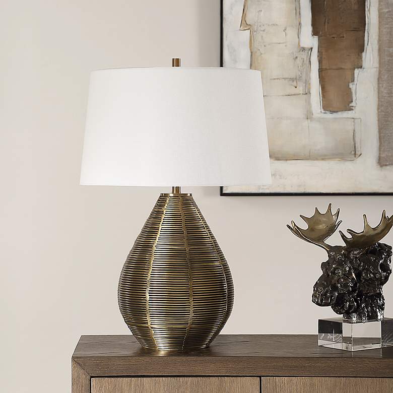 Image 3 Uttermost Knowles 25" High Plated Brushed Brass Table Lamp more views