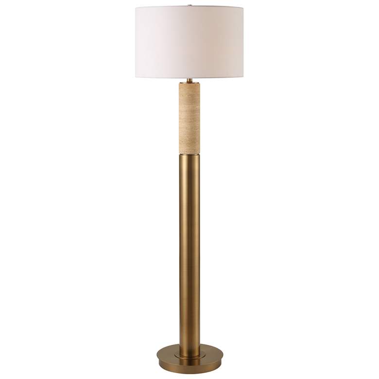 Image 1 Uttermost Knox 66" Modern Travertine Floor Lamp
