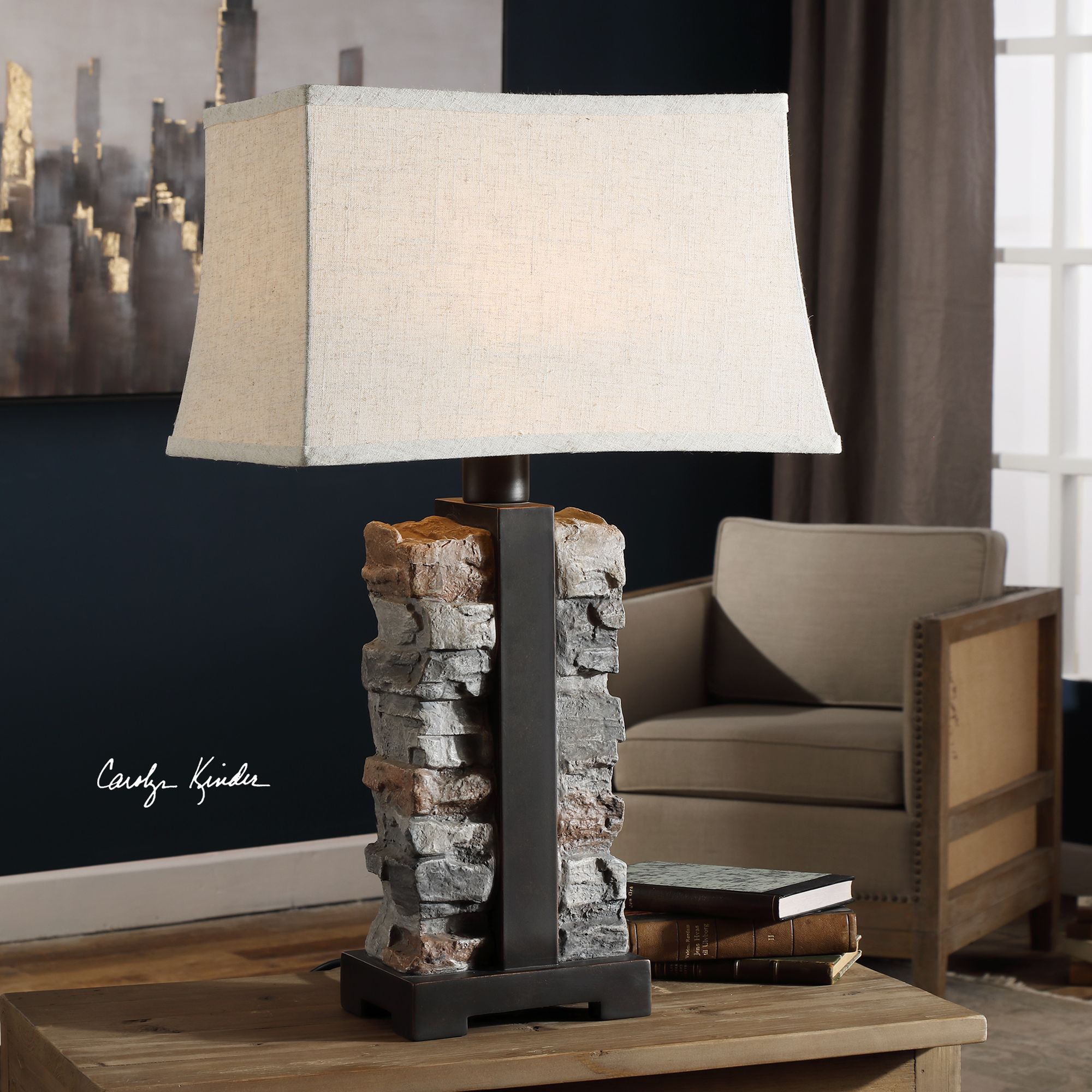 Image 5 Uttermost Kodiak 28 1/2" Stacked Stone Concrete Outdoor Table Lamp more views