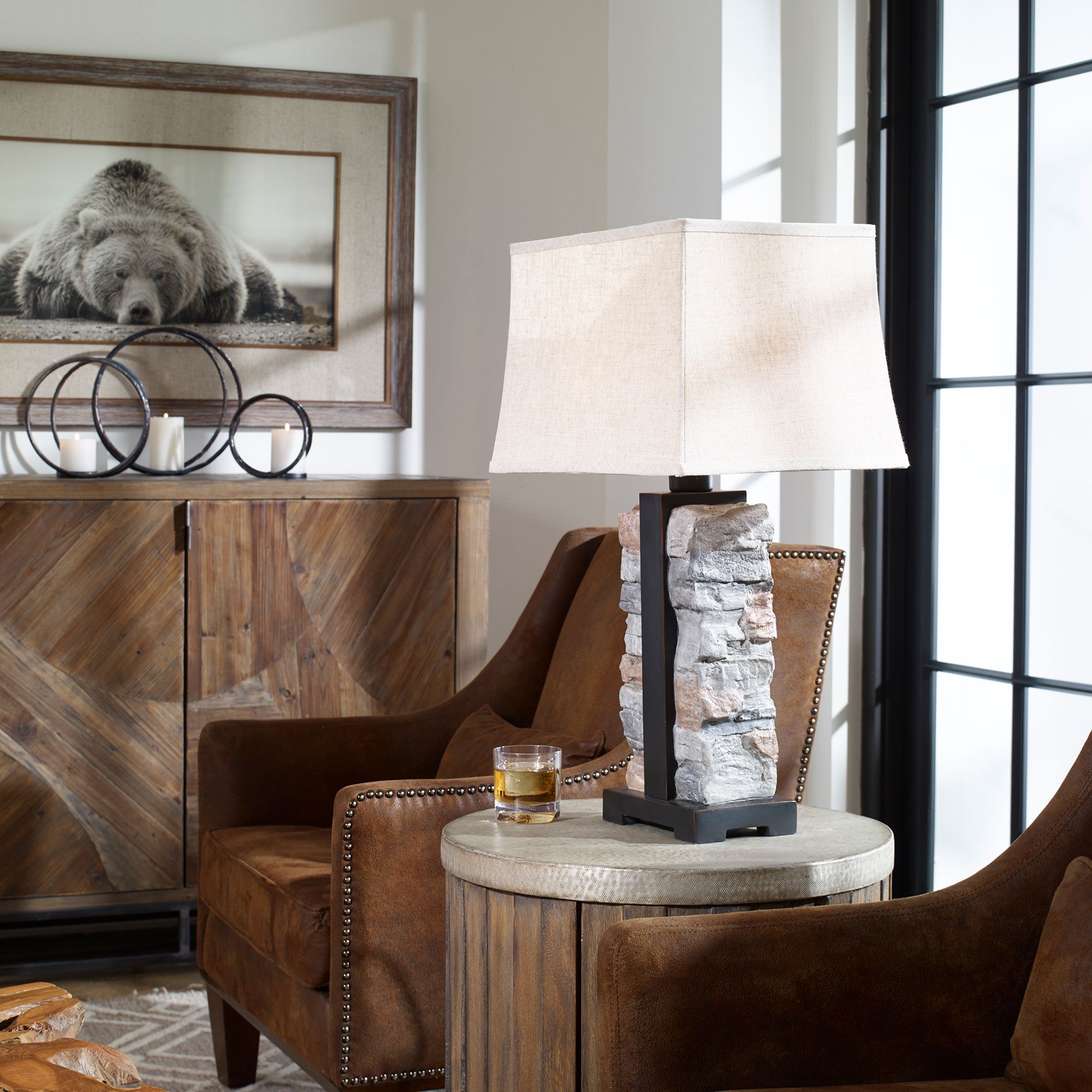 Image 6 Uttermost Kodiak 28 1/2" Stacked Stone Concrete Outdoor Table Lamp more views