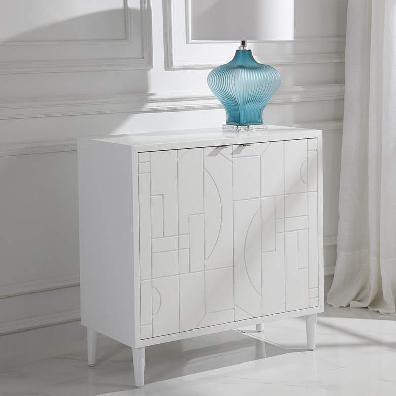 Image 1 Uttermost Kohana 34 1/4"W Gloss White 2-Door Accent Cabinet