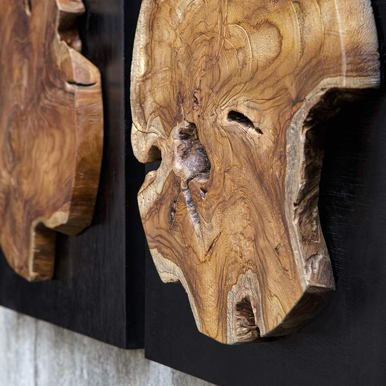 Image 4 Uttermost Kolini 20" Square 3-Piece Teak Wood Wall Decor Set more views