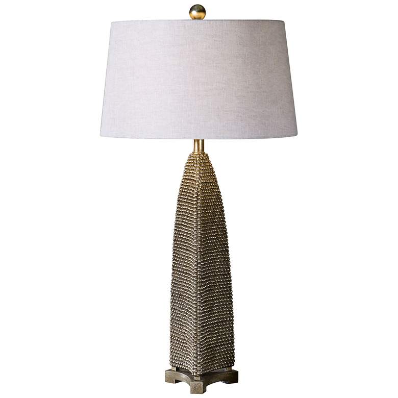 Image 1 Uttermost Kolva Beaded Texture Silver Leaf Table Lamp