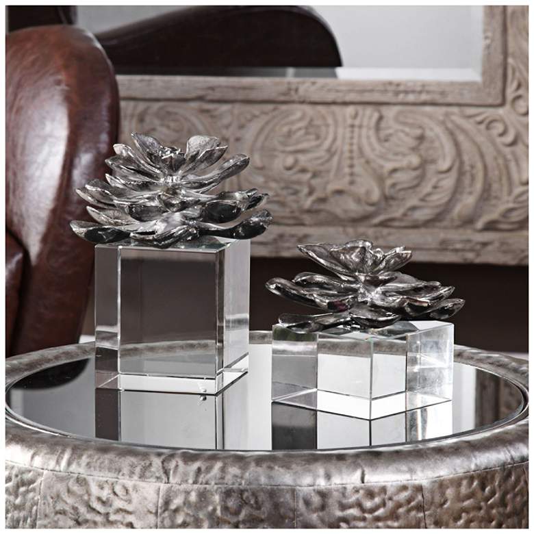 Image 1 Uttermost Korba Silver and Crystal 2-Piece Indian Lotus Set