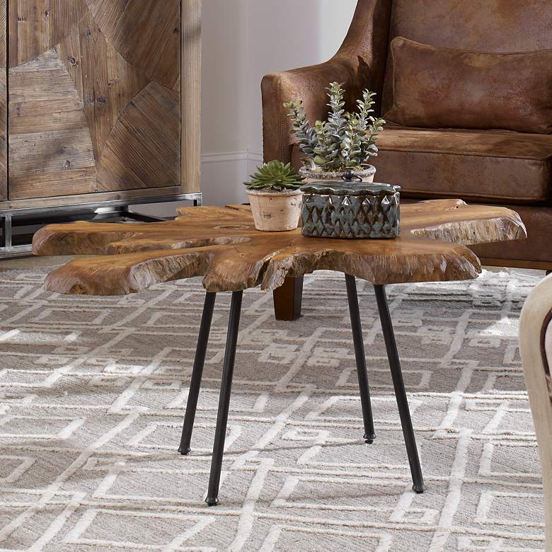 Image 1 Uttermost Kravitz 38"W Light Honey and Black Accent Table