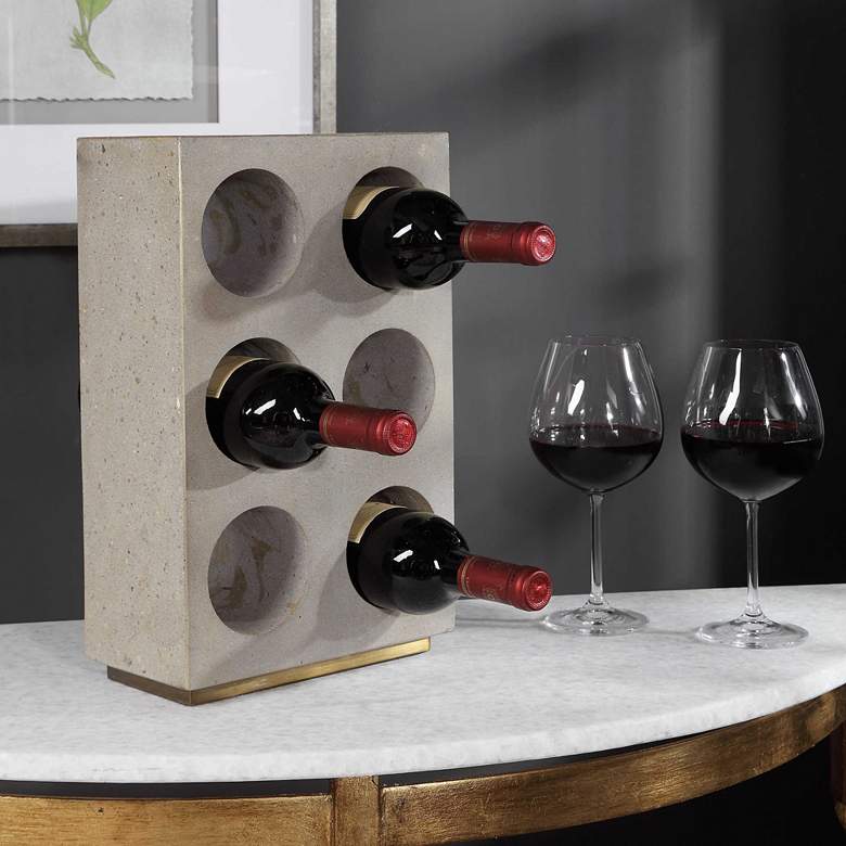 Image 1 Uttermost Kye Gray and Tan Concrete Tabletop Wine Holder
