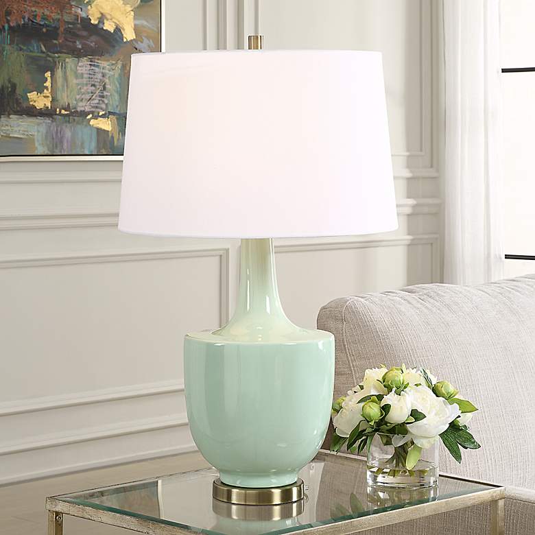 Image 1 Uttermost Kyla 30" High Mint Green Ceramic Table Lamp
