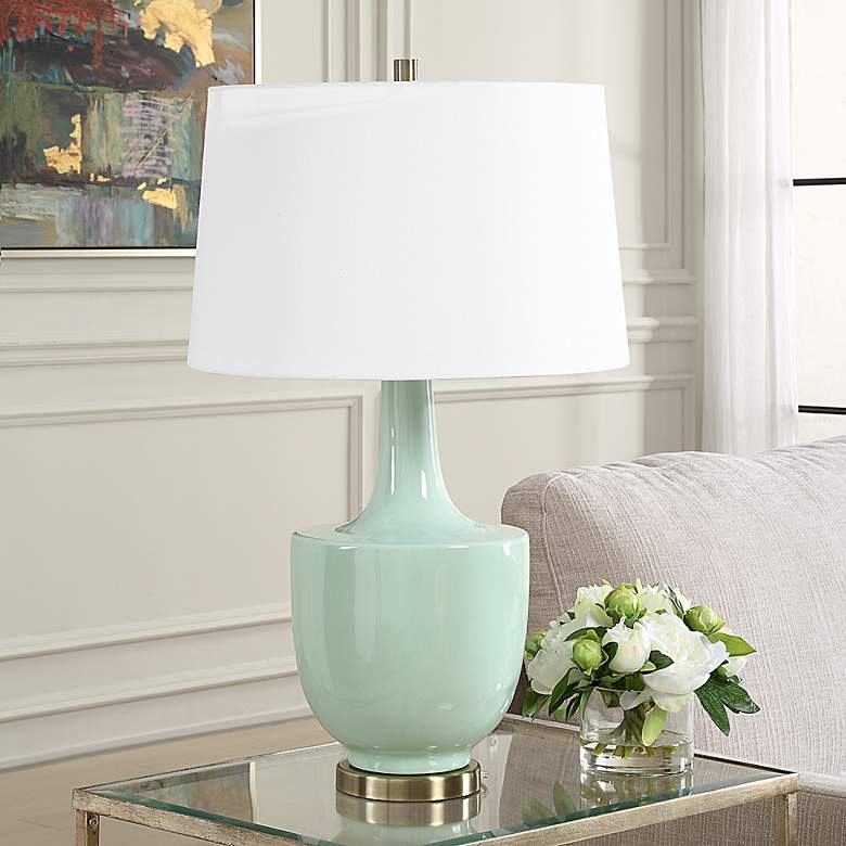 Image 3 Uttermost Kyla 30" High Mint Green Ceramic Table Lamp more views