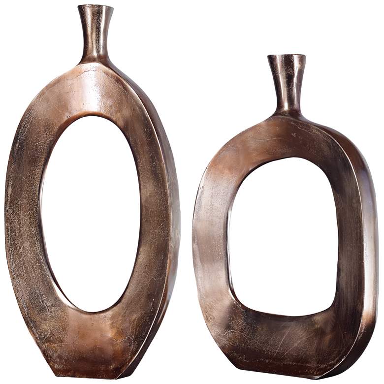 Image 2 Uttermost Kyler 22 inch High Bronze Aluminum Vases Set of 2