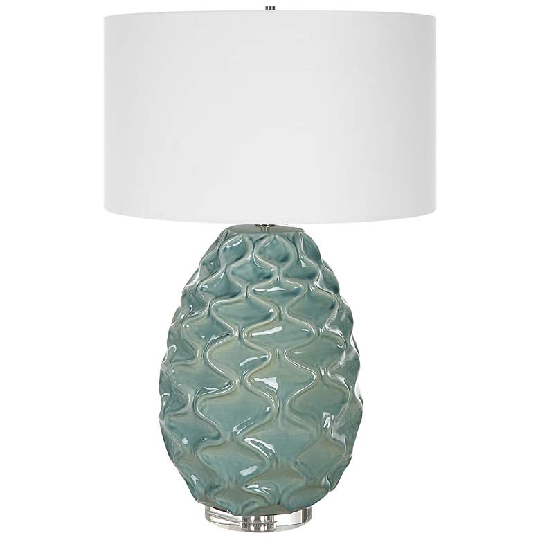 Image 1 Uttermost Laced Up Sea Foam Glass Table Lamp