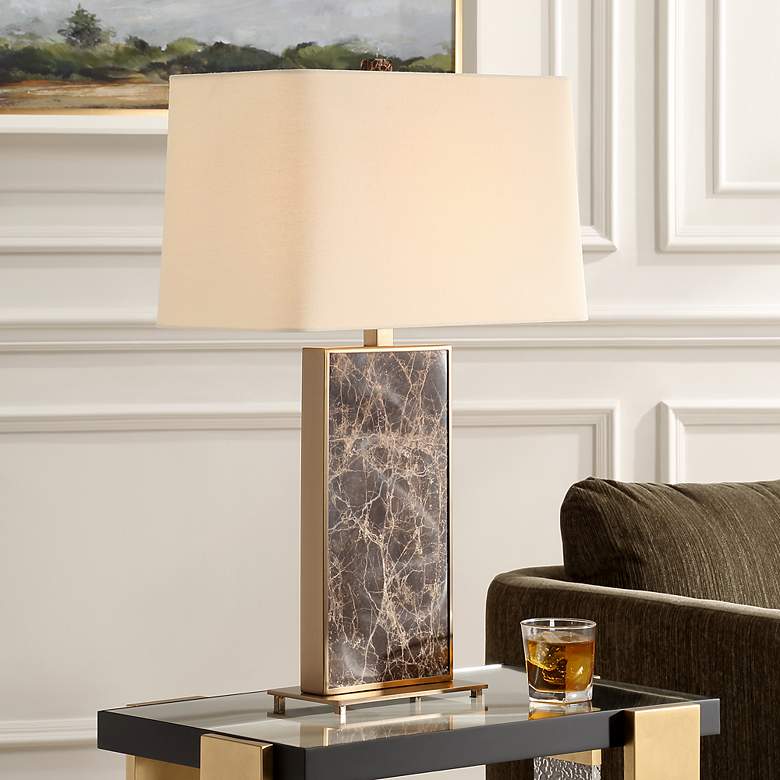 Image 3 Uttermost Lafferty Emperador Dark Brown Marble Table Lamp more views