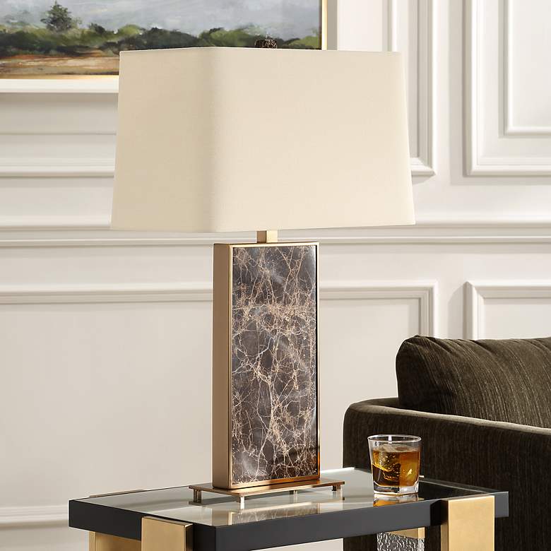 Image 4 Uttermost Lafferty Emperador Dark Brown Marble Table Lamp more views