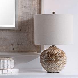 Image1 of Uttermost Lagos 22" High Brown and Taupe Ceramic Accent Table Lamp