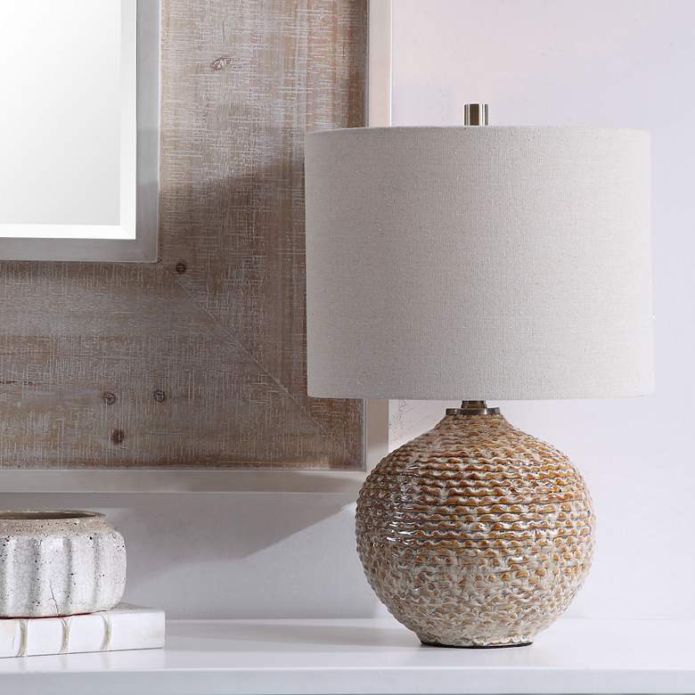Image 3 Uttermost Lagos 22" High Brown and Taupe Ceramic Accent Table Lamp more views