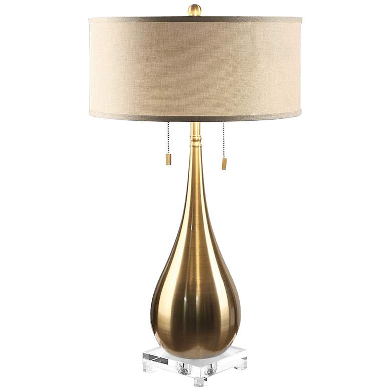 Image 2 Uttermost Lagrima 31" Plated Brushed Brass Metal Teardrop Table Lamp