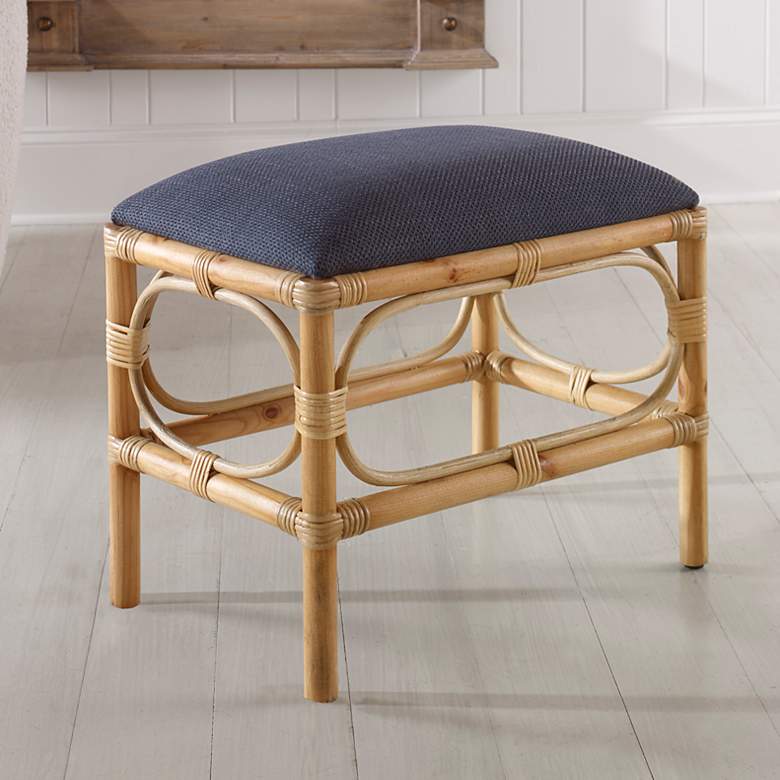 Image 1 Uttermost Laguna 24"W Navy Fabric Rectangular Small Bench