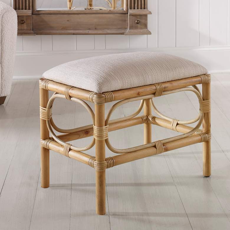 Image 1 Uttermost Laguna 24"W White Fabric Rectangular Small Bench
