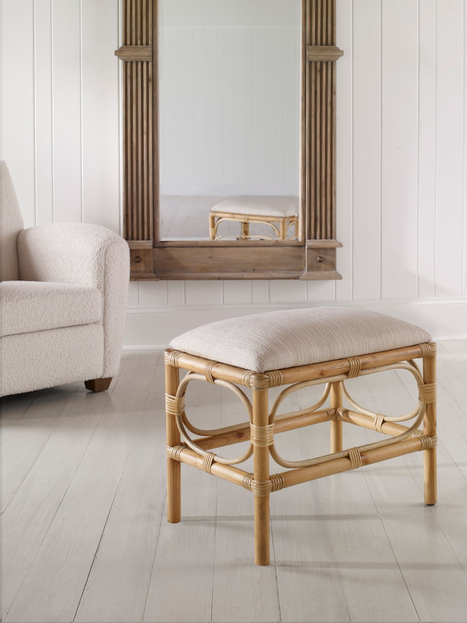 Image 6 Uttermost Laguna 24"W White Fabric Rectangular Small Bench more views