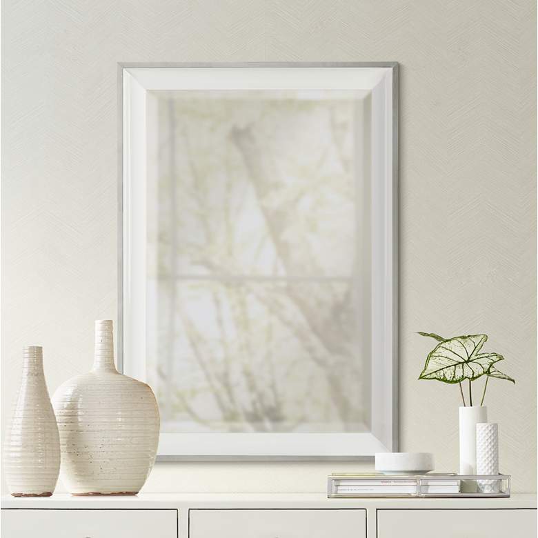 Image 1 Uttermost Lahvahn White 24 inch x 34 inch Rectangular Wall Mirror