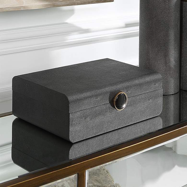 Image 1 Uttermost Lalique 13" Wide Black Rectangular Decorative Box