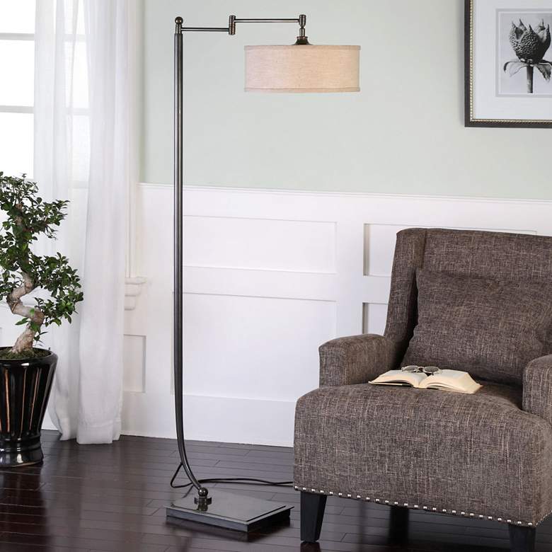 Image 2 Uttermost Lamine 62" Plated Dark Bronze Offset Swing Arm Floor Lamp more views