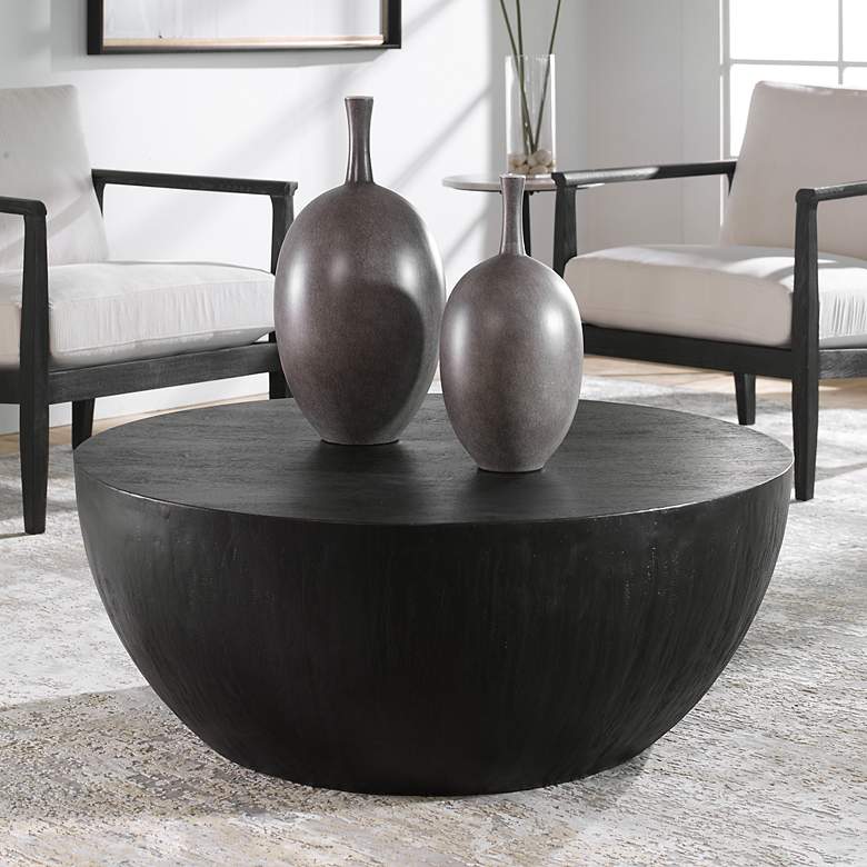 Image 1 Uttermost Lark 42" Dia. X 16" H Dark Ebony Coffee Table