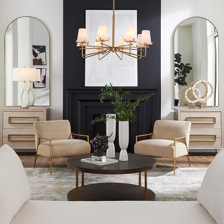 Image 3 Uttermost Lassen 36" Wide Warm Brass 8-Light Chandelier more views