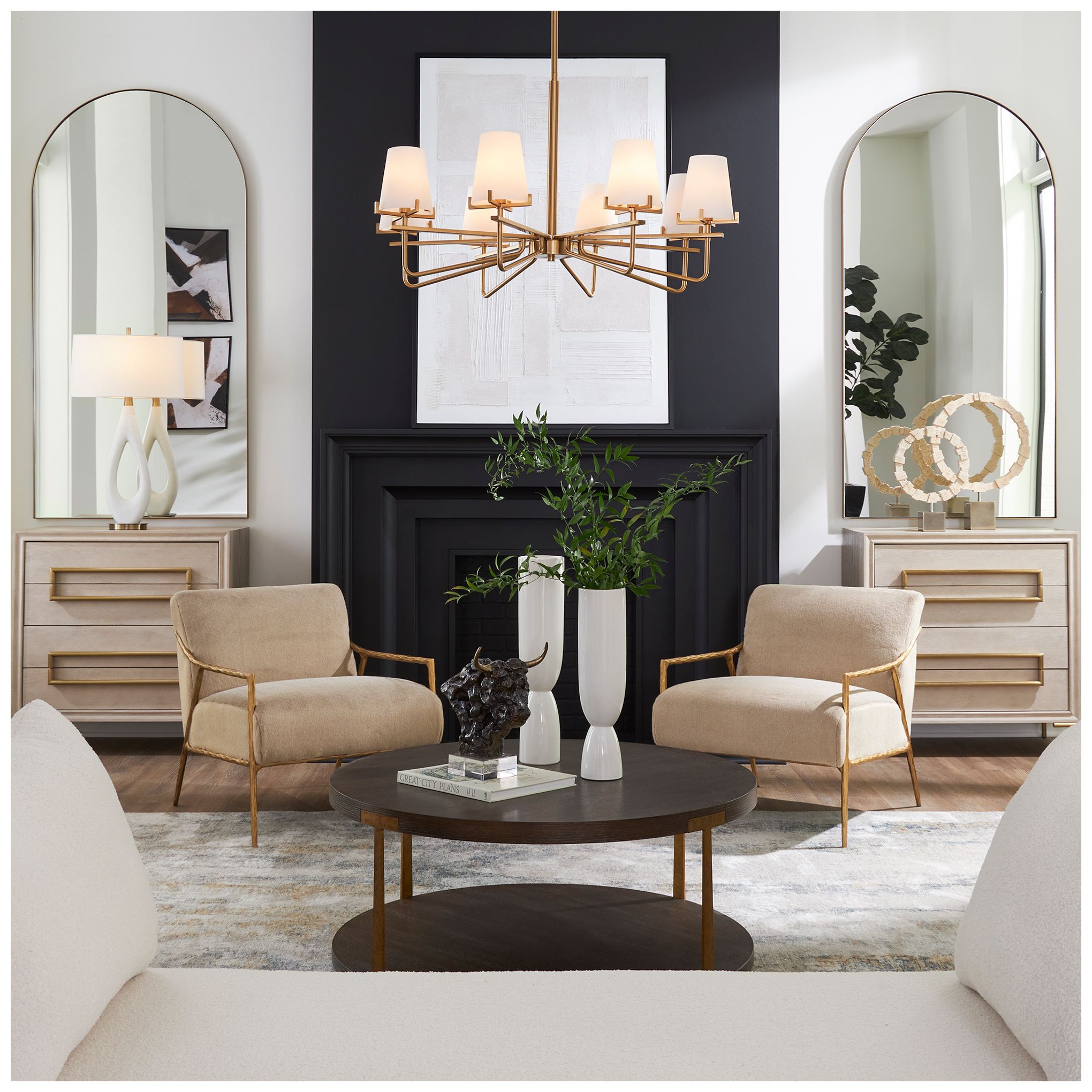Uttermost Lassen 36" Wide Warm Brass 8-Light Chandelier
