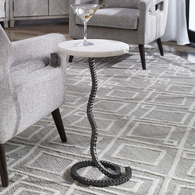 Image 1 Uttermost Lasso 12 1/2" Wide Black Gunmetal Drink Table