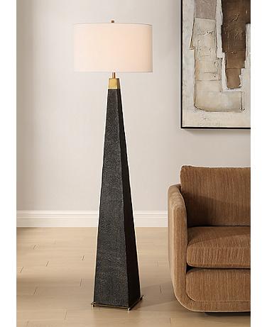Uttermost Lathey Tapered Burned Wood Buffet Floor Lamp