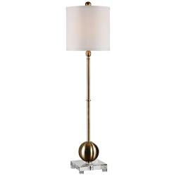 Uttermost Laton 35&quot; High Brass and Crystal Tall Buffet Table Lamp