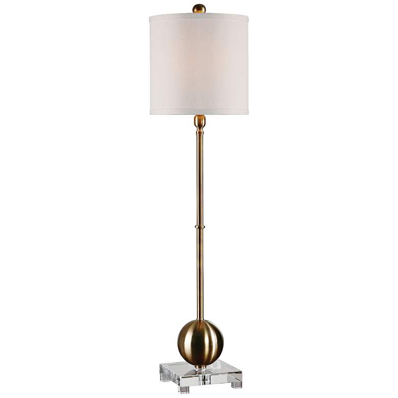 Image 2 Uttermost Laton 35" High Brass and Crystal Tall Buffet Table Lamp