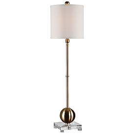 Image2 of Uttermost Laton 35" High Brass and Crystal Tall Buffet Table Lamp