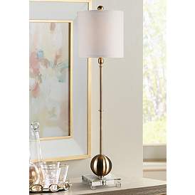 Image1 of Uttermost Laton 35" High Brass and Crystal Tall Buffet Table Lamp