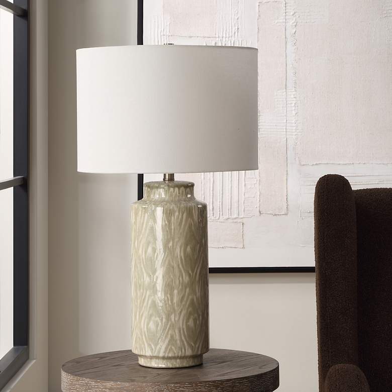 Image 3 Uttermost Laurel 28" High Sage Green Glaze Ceramic Table Lamp more views