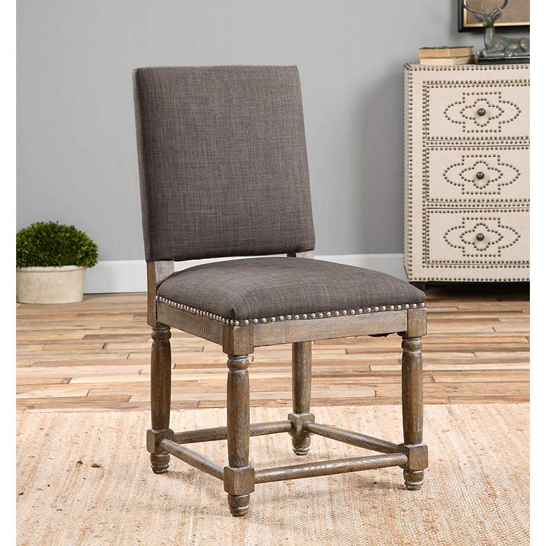 Image 1 Uttermost Laurens 23 1/4" Wide Nailhead Trim Slate Gray Accent Chair