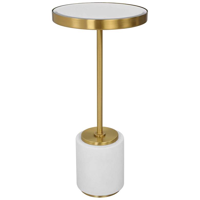 Image 1 Uttermost Laurier 12 inchW White Brushed Brass Round Drink Table