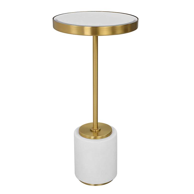 Image 1 Uttermost Laurier 12 inchW White Brushed Brass Round Drink Table