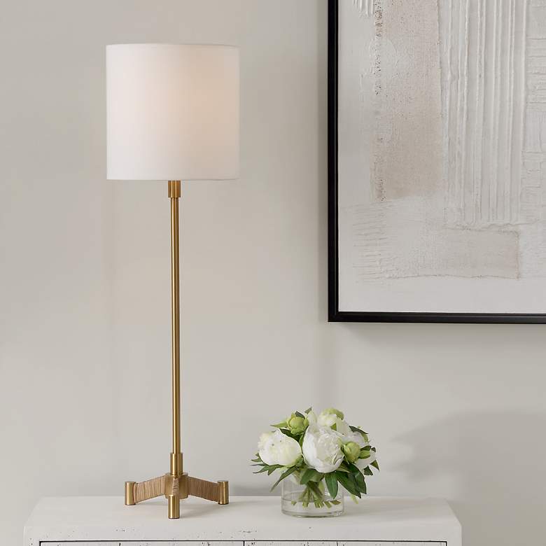Image 3 Uttermost Lautoka 36" Steel and Rattan Modern Buffet Table Lamp more views