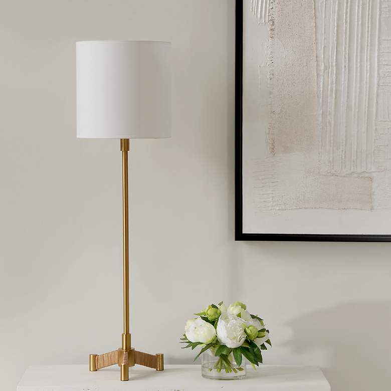 Image 4 Uttermost Lautoka 36" Steel and Rattan Modern Buffet Table Lamp more views
