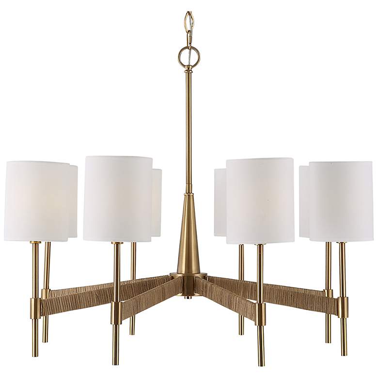 Image 1 Uttermost Lautoka Steel and Rattan 8 Lt Chandelier with Fabric Shades